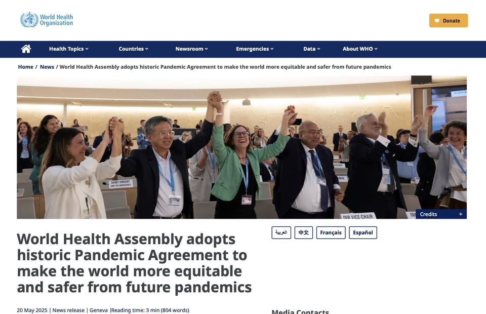 WHO - JUBILENT - THE FINAL WORLD HISTORIC PANDEMIC AGREEMENT HAS BEEN SIGNED AND AGREED - WHAT NOW - As United States Pulls Out?